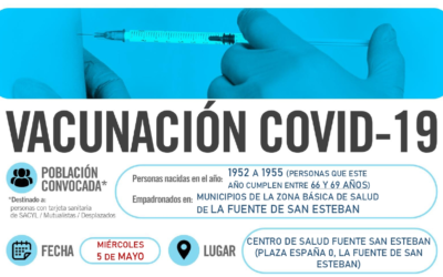 Horarios de vacunación frente a COVID-19 (población entre 66 y 69 años) en La Fuente de San Esteban