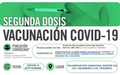 Recaptación segundas dosis para nacidos hasta el año 2009