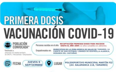 Recaptación primeras dosis para nacidos hasta el año 2009