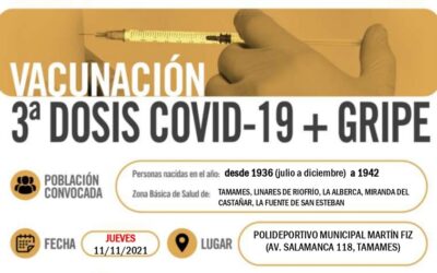 Vacunación 3ª dosis COVID-19 + Gripe – nacidos desde 1936 (julio a diciembre) a 1942