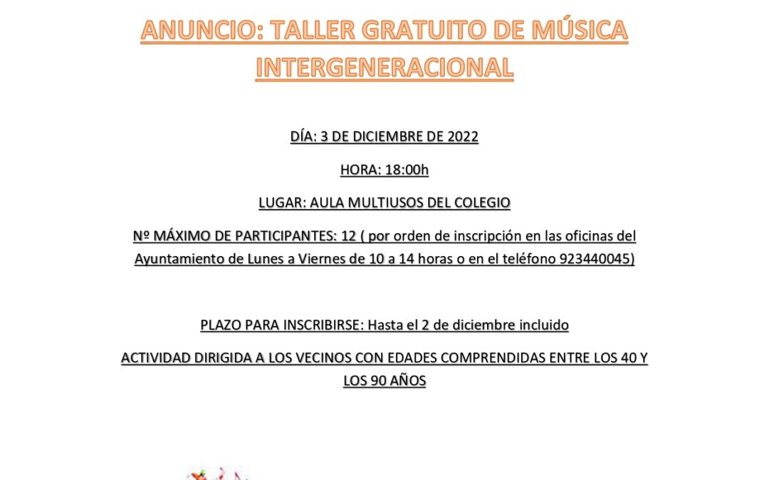 Taller gratuito de música intergeneracional