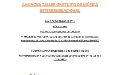 Taller gratuito de música intergeneracional