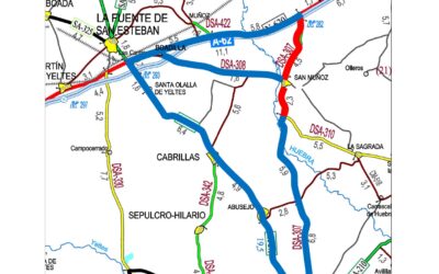 Corte de la carretera DSA-307 en el tramo comprendido entre la Crta. N620 y la intersección con la Crta. DSA-310