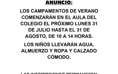 Anuncio Campamentos de Verano 2023
